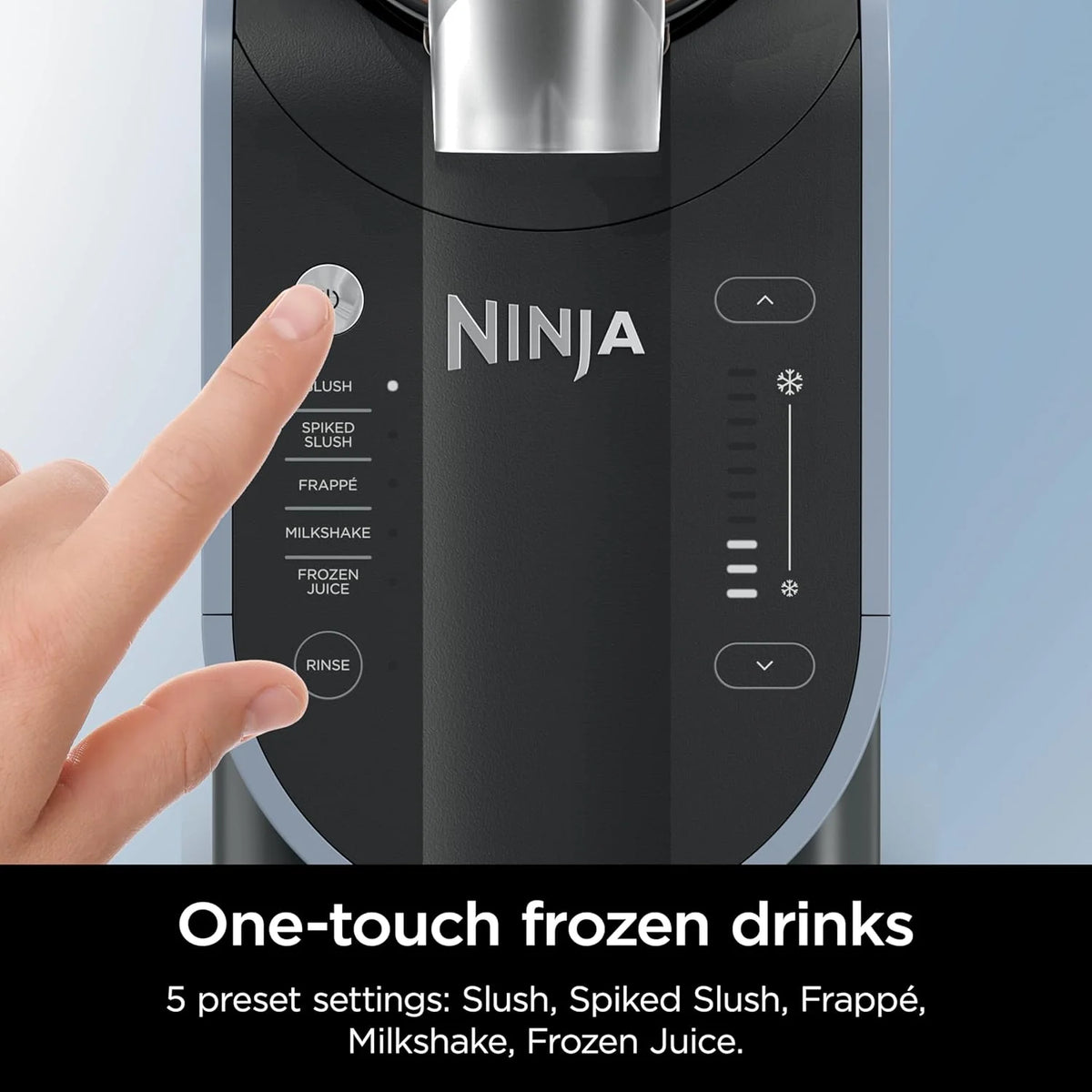 SLUSHi with RapidChill Technology. 88 oz. Frozen Drink & Slushie Machine. 5 Preset Programs. Margaritas. Frappés. and More. Premium Accents. Black. FS301