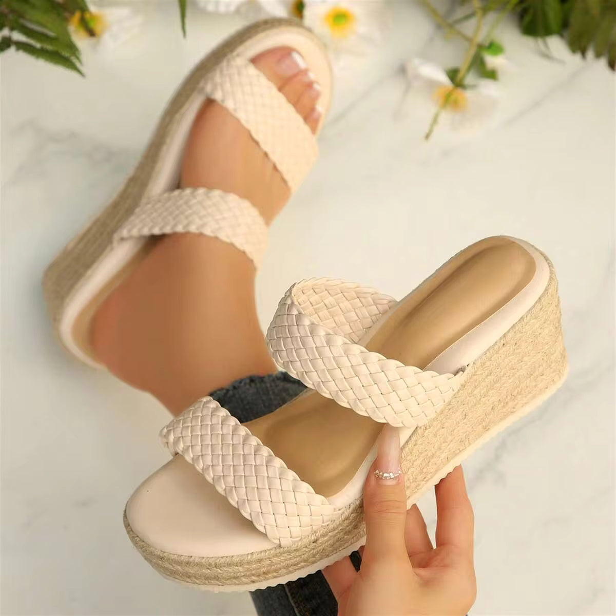 Wedges Heels Platform Sandals Womens Wedge Sandals Open Toe Comfortable Espadrilles Summer Outdoor Beach Travel Walking Shoes