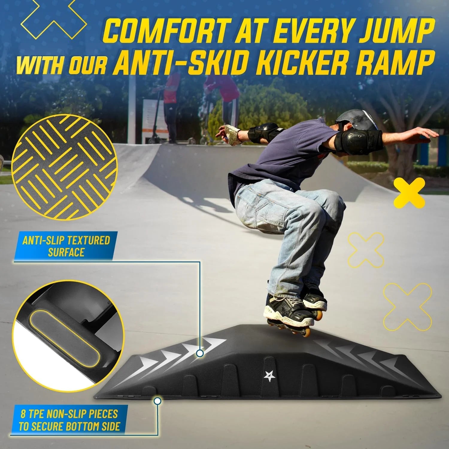 Yes4all Single - Piece Skateboard Ramp, Bike Ramp, Skate Ramp - Design for Beginners, More Durable, Safe, Capacity 220 lb